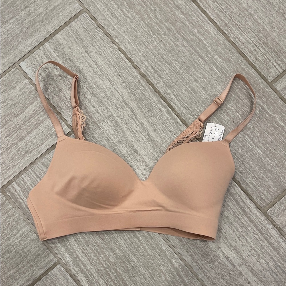 Women's Soma Enbliss Luxe Wireless Tan Lace Trim Bralette
